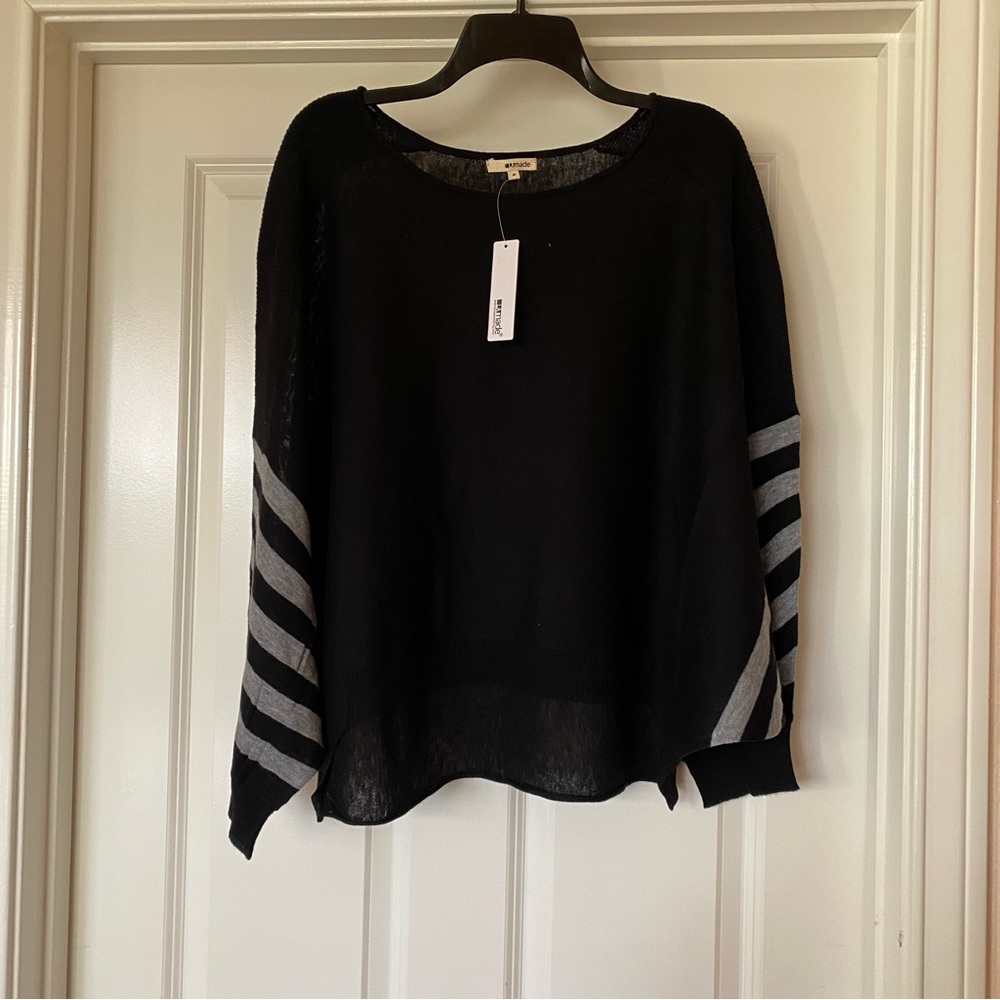 NWT LAmade Women's Stripe Three-Quarter Sleeve Boat Neck Top - Picture 1 of 12